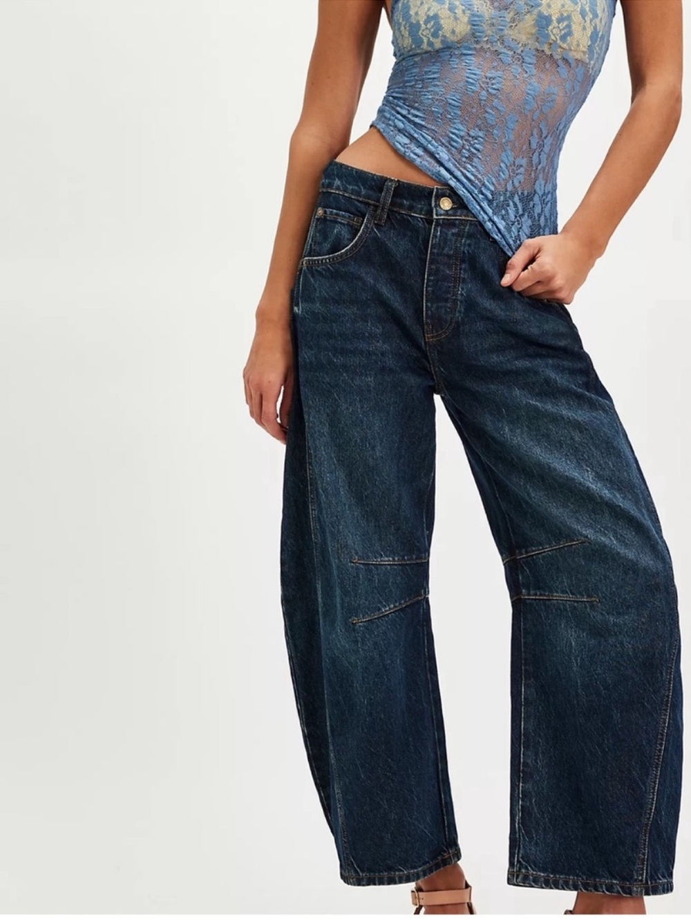 We The Free Good Luck Mid-Rise Barrel Jeans